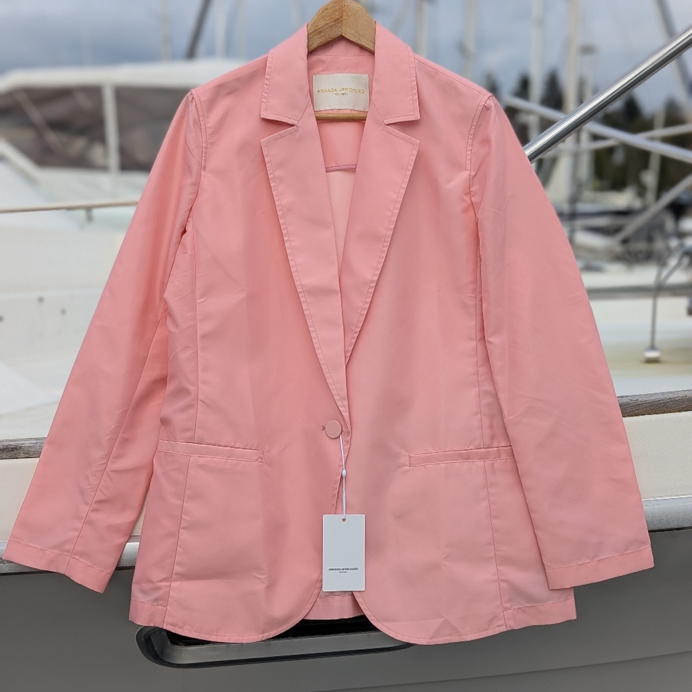 Amanda Uprichard | Grady Pink Blazer Revolve Nylon Small Oversized - Picture 5 of 16
